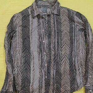 Armani Exchange Black and Tan Zigzag Shirt